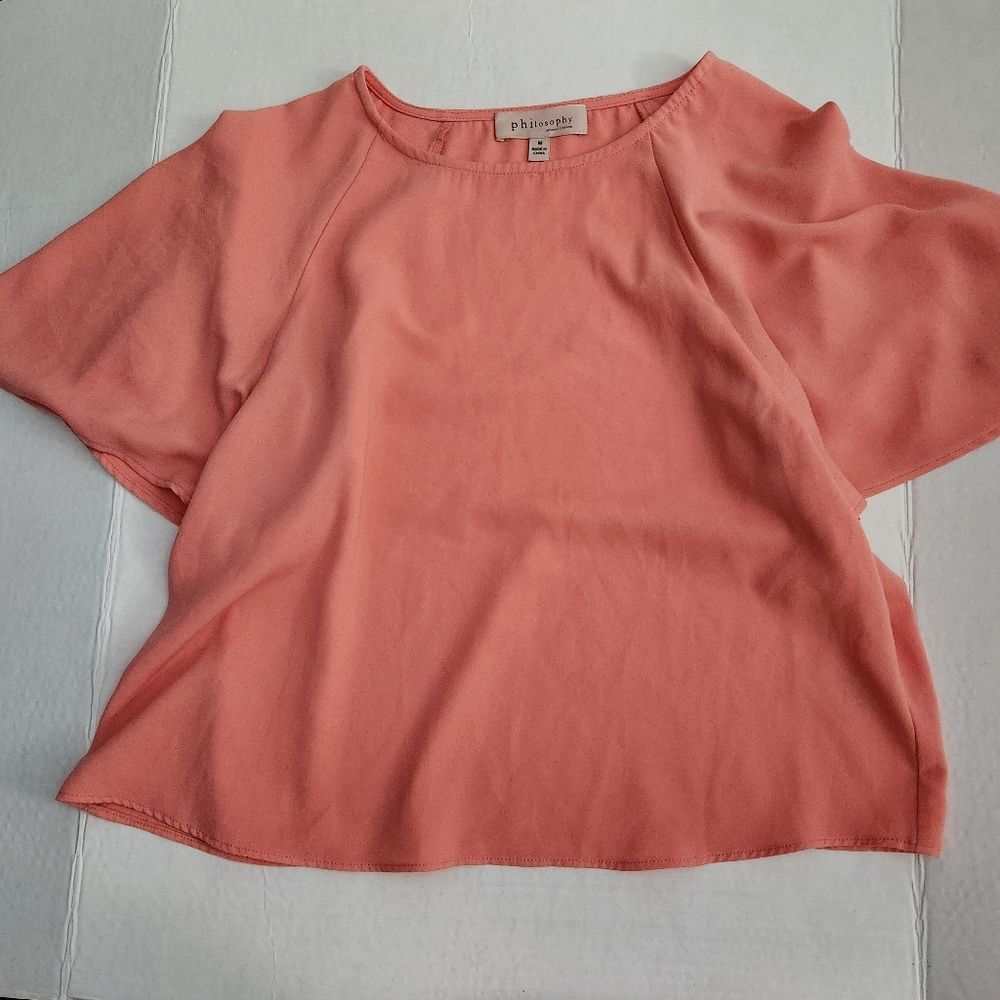 Philosophy Flutter Sleeve Top in Salmon